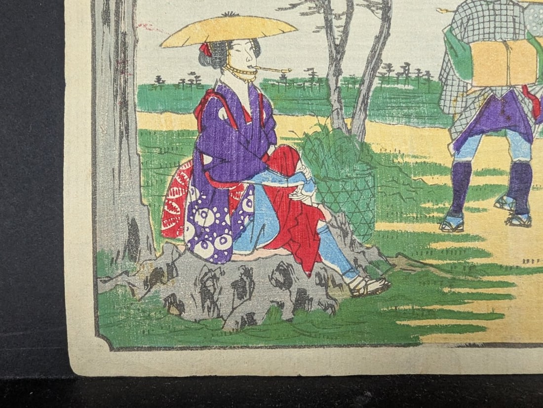 Japanese Woodblock Print Original 19th Century Utagawa Hiroshige 'Totsuka' GyÅ�sho T - 6