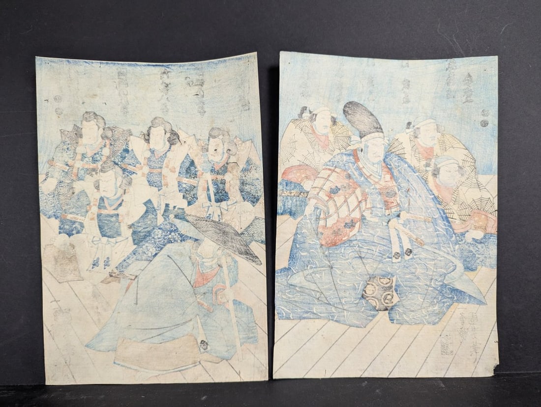 Utagawa Kuniyoshi Original 19th Century Japanese Woodblock Print Triptych Panels (2 Sheets) - 10