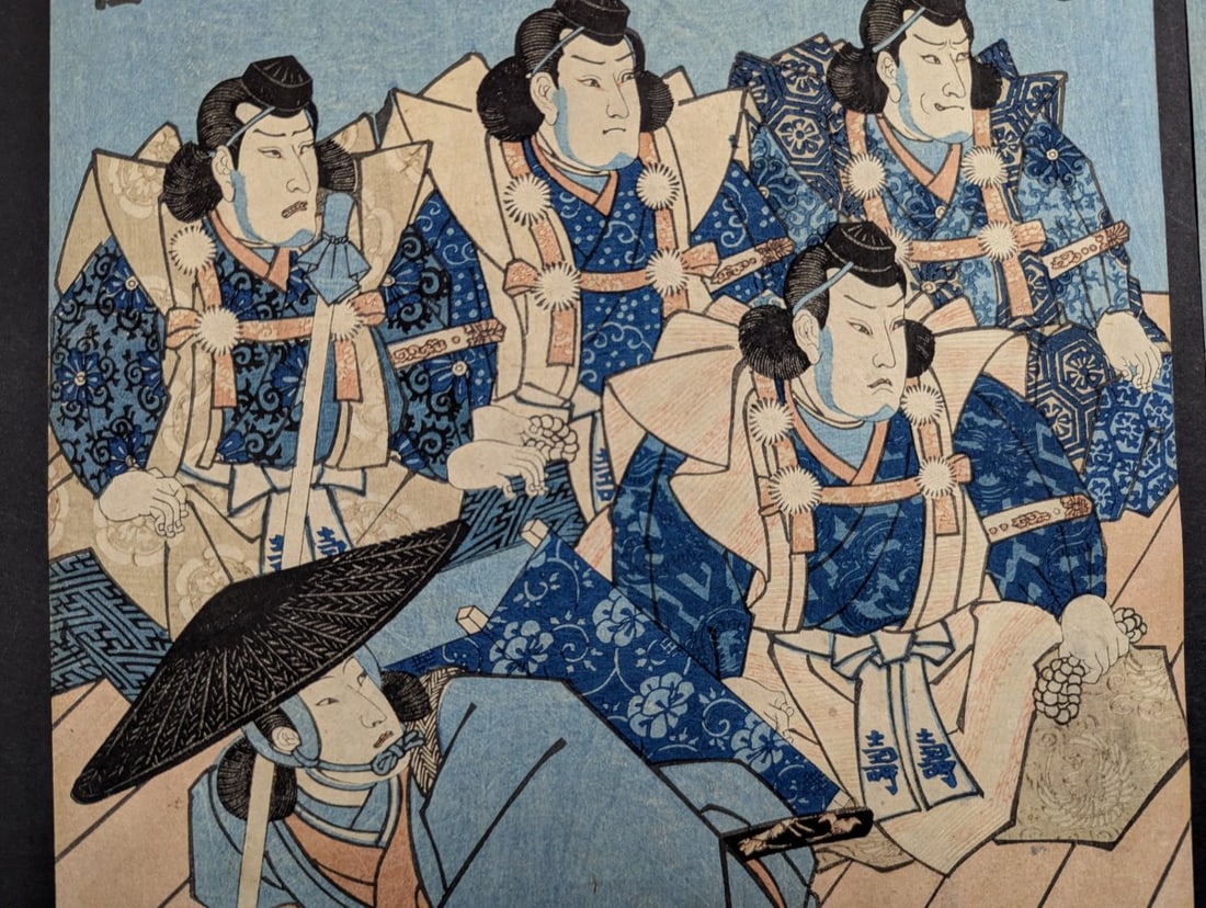 Utagawa Kuniyoshi Original 19th Century Japanese Woodblock Print Triptych Panels (2 Sheets) - 5