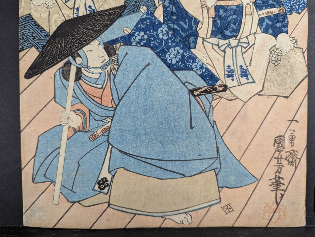 Utagawa Kuniyoshi Original 19th Century Japanese Woodblock Print Triptych Panels (2 Sheets) - 6