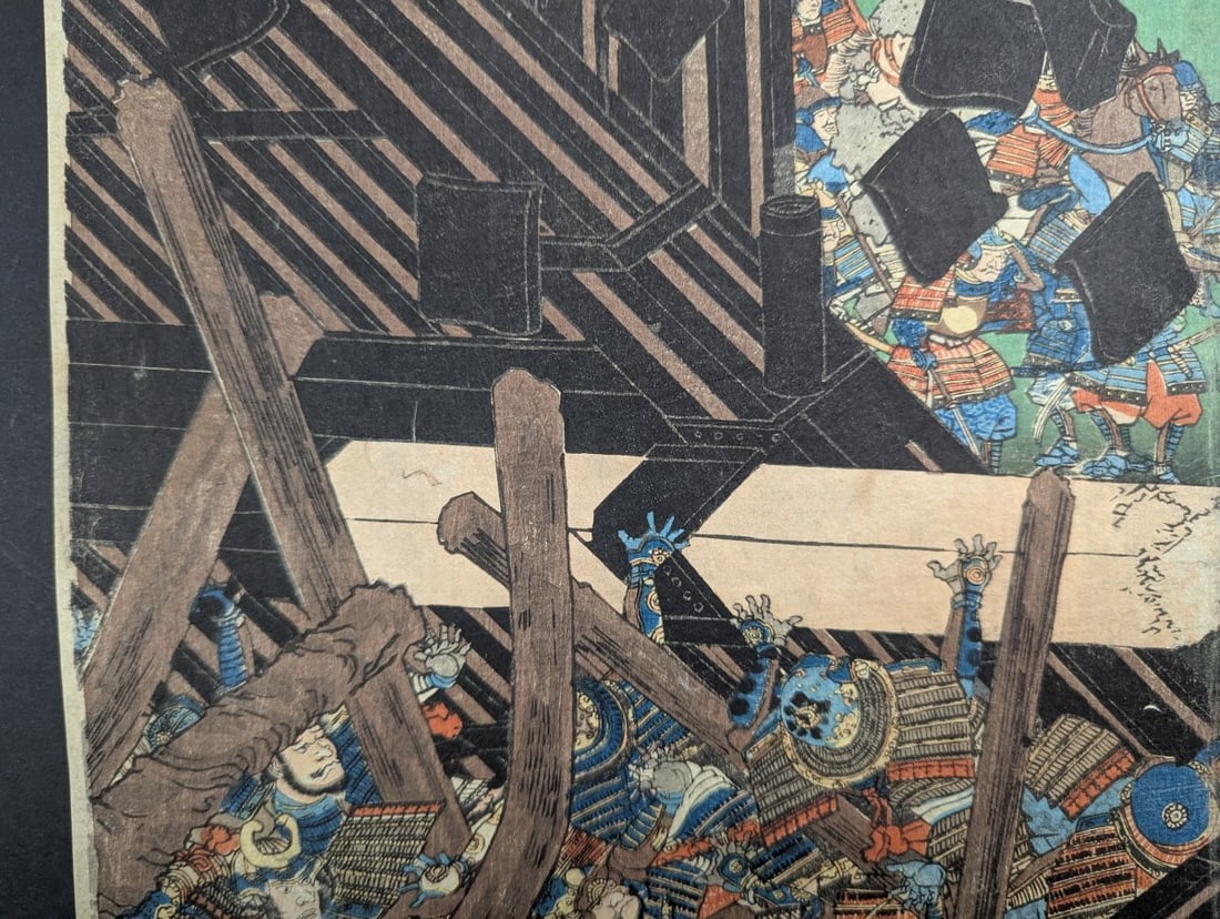 Original 19th Century Japanese Woodblock Print Diptych by Utagawa Kuniyoshi - 5