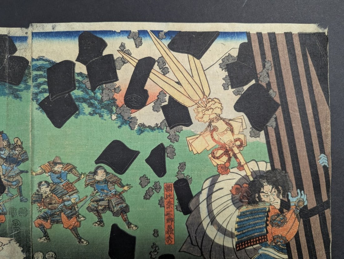 Original 19th Century Japanese Woodblock Print Diptych by Utagawa Kuniyoshi - 7