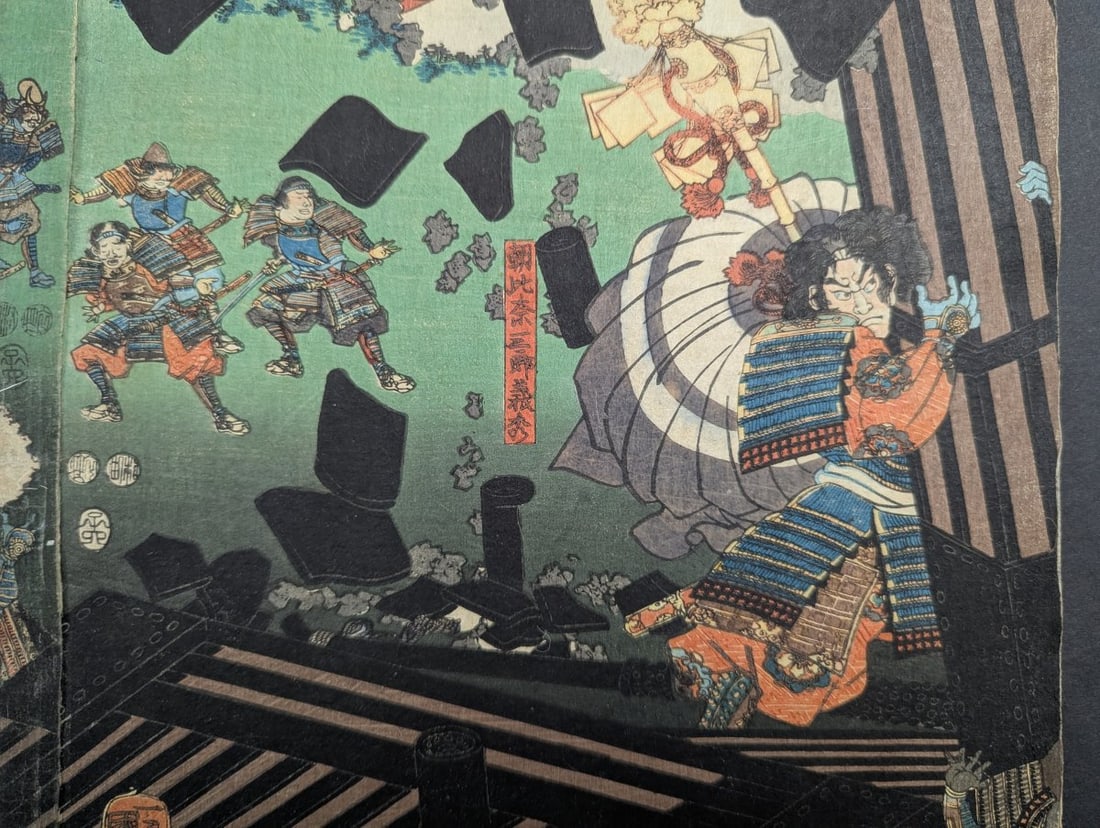 Original 19th Century Japanese Woodblock Print Diptych by Utagawa Kuniyoshi - 8