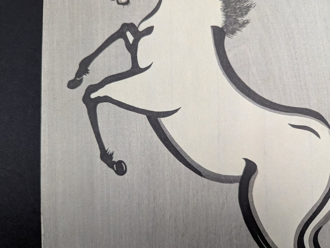 Japanese Woodblock Print 'Left View of a Bucking Horse' by Yoshijiro Urushibara - 4