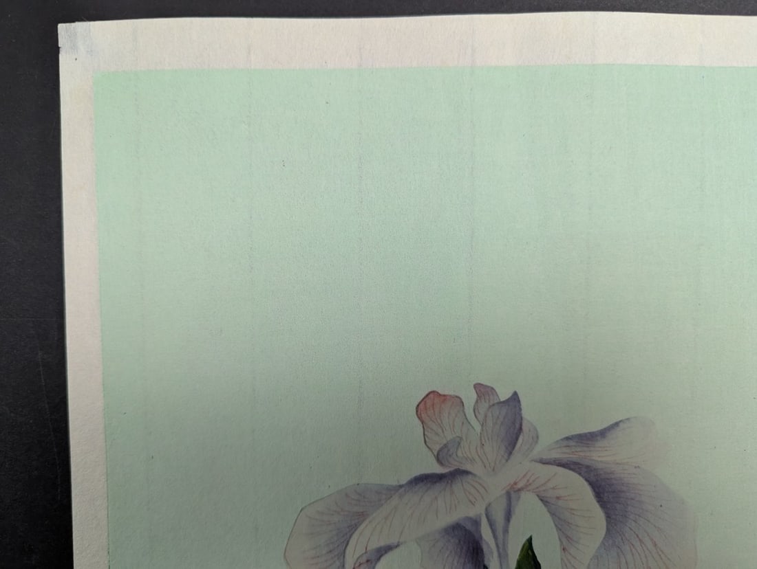 Bakufu Ohno 'Iris' Japanese Woodblock Print from 1949 with First Edition Mark - 2