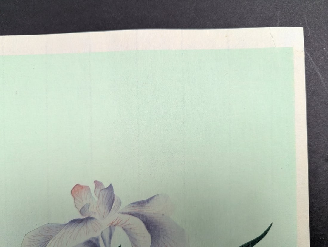 Bakufu Ohno 'Iris' Japanese Woodblock Print from 1949 with First Edition Mark - 3