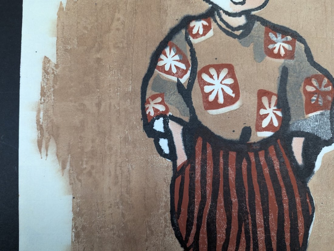 Kiyoshi Saito Child of Aizu Japanese Woodblock Print Early c1950 Signature - 4