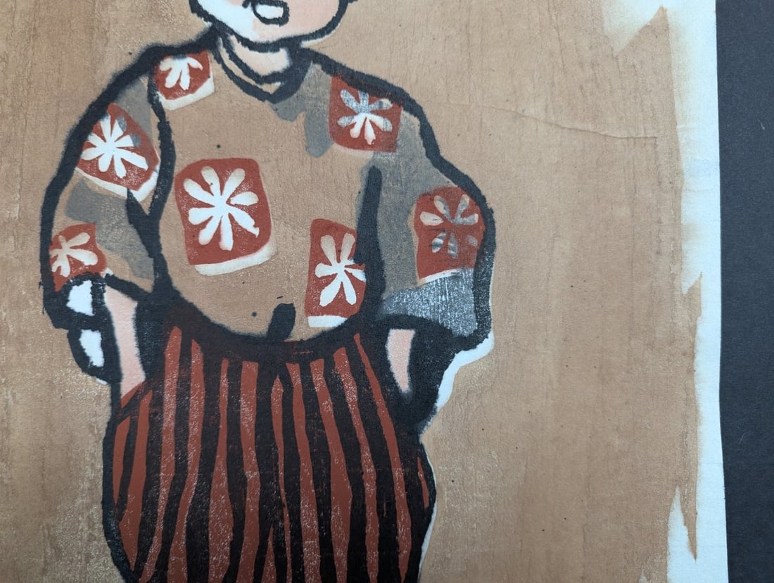 Kiyoshi Saito Child of Aizu Japanese Woodblock Print Early c1950 Signature - 5
