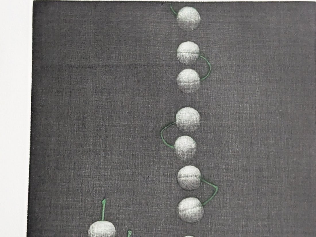 Yozo Hamaguchi Color Mezzotint of Twenty-Two Cherries Japanese Print c1990 - 3