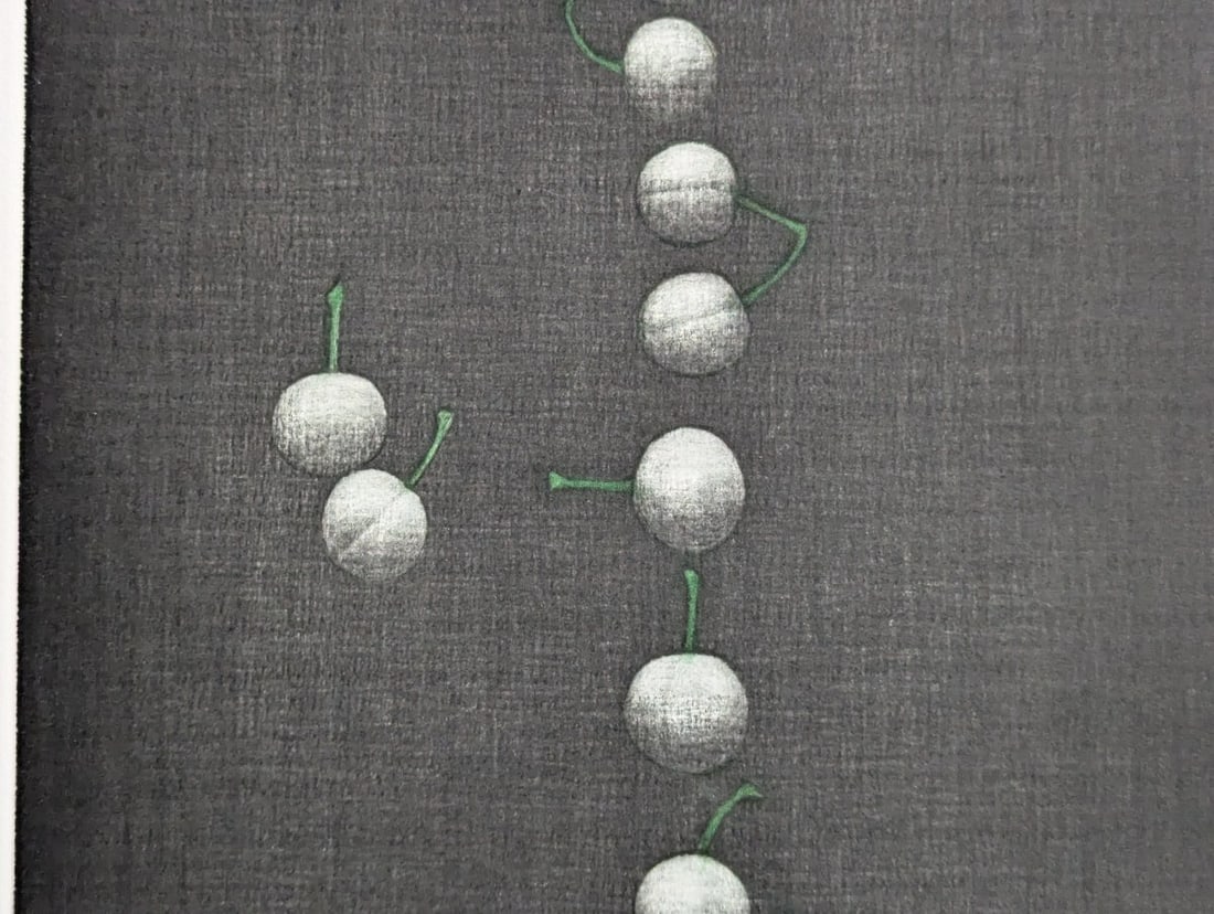 Yozo Hamaguchi Color Mezzotint of Twenty-Two Cherries Japanese Print c1990 - 4