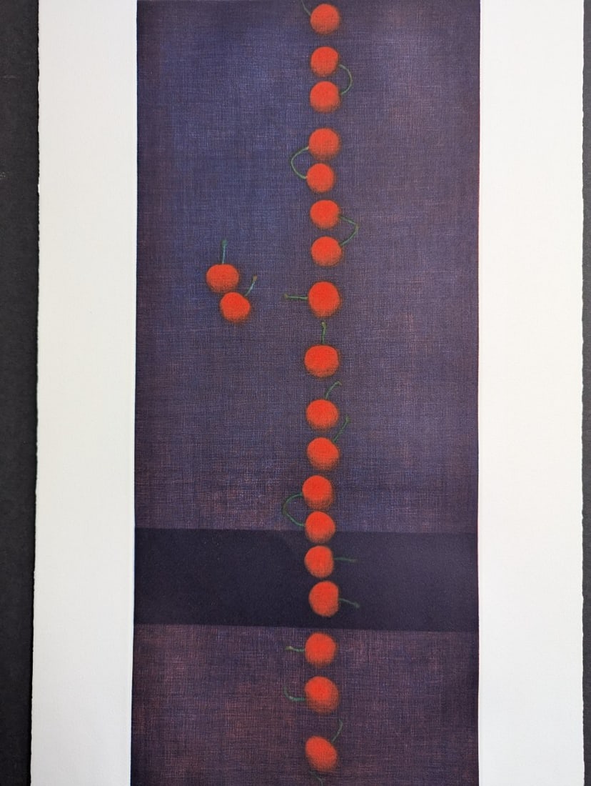 Yozo Hamaguchi Color Mezzotint 'Vingt-deux cerises' Japanese Print Artwork - 2
