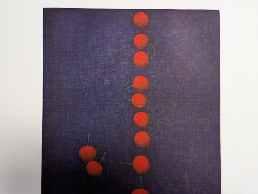 Yozo Hamaguchi Color Mezzotint 'Vingt-deux cerises' Japanese Print Artwork - 3