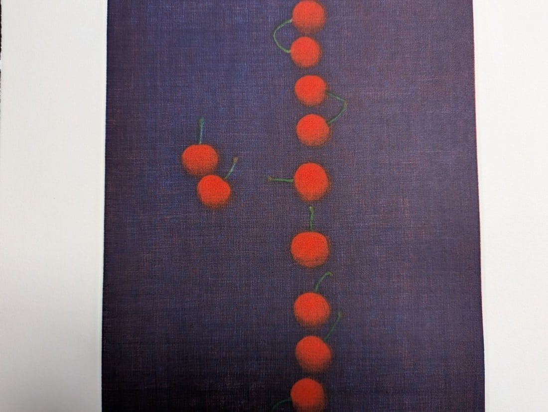 Yozo Hamaguchi Color Mezzotint 'Vingt-deux cerises' Japanese Print Artwork - 4