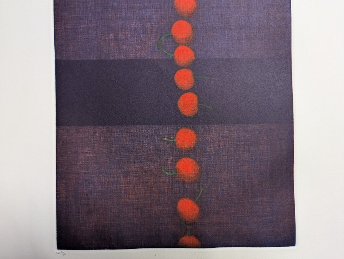 Yozo Hamaguchi Color Mezzotint 'Vingt-deux cerises' Japanese Print Artwork - 6