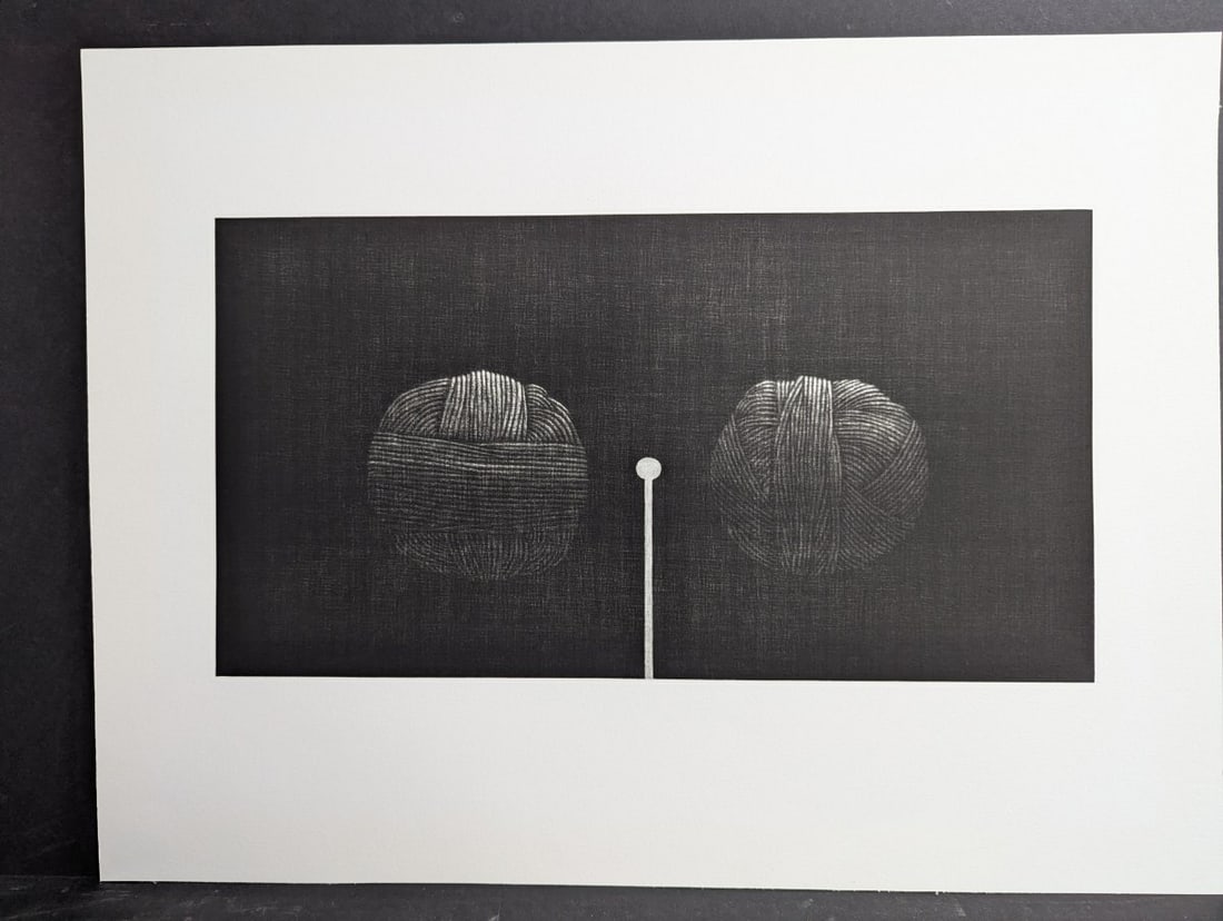Yozo Hamaguchi Two Balls of Yarn Color Mezzotint Japanese Print (1 of 6)