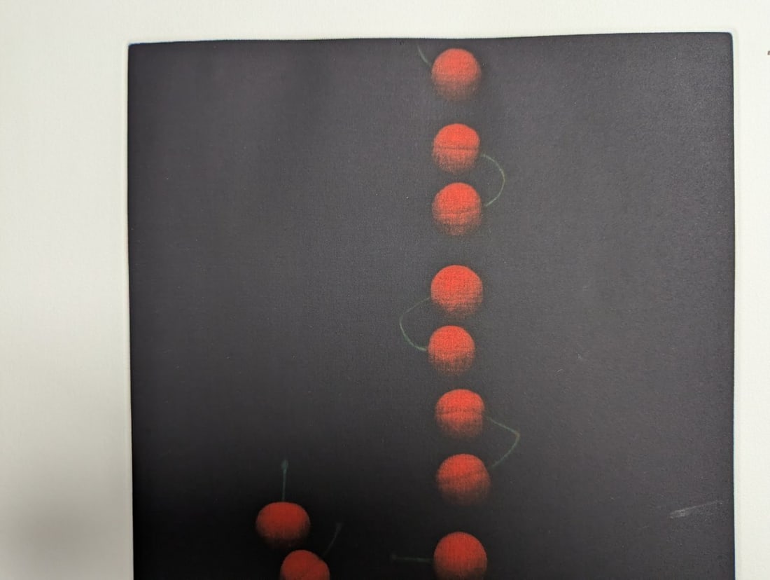 Yozo Hamaguchi Twenty-two Cherries Color Mezzotint Japanese Print c1990 - 3