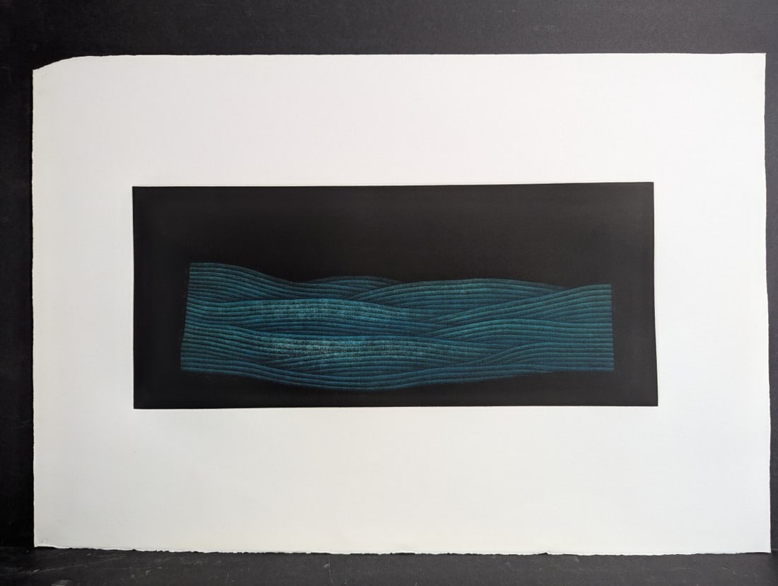 Yozo Hamaguchi Japanese Color Mezzotint 'Blue Scenery' Artwork: **Important** Please read below description on how to avoid high shipping costs. Discover this stunning c1990 color mezzotint by renowned Japanese artist Yozo Hamaguchi. Measuring an impressive 30 x