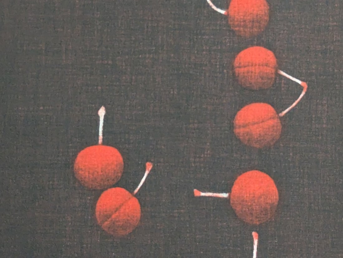 Yozo Hamaguchi Color Mezzotint 'Twenty-Two Cherries' Japanese Art Print - 4