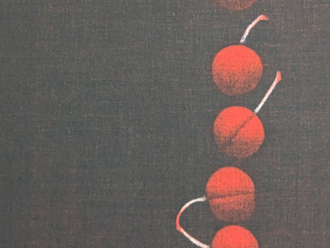 Yozo Hamaguchi Color Mezzotint 'Twenty-Two Cherries' Japanese Art Print - 5