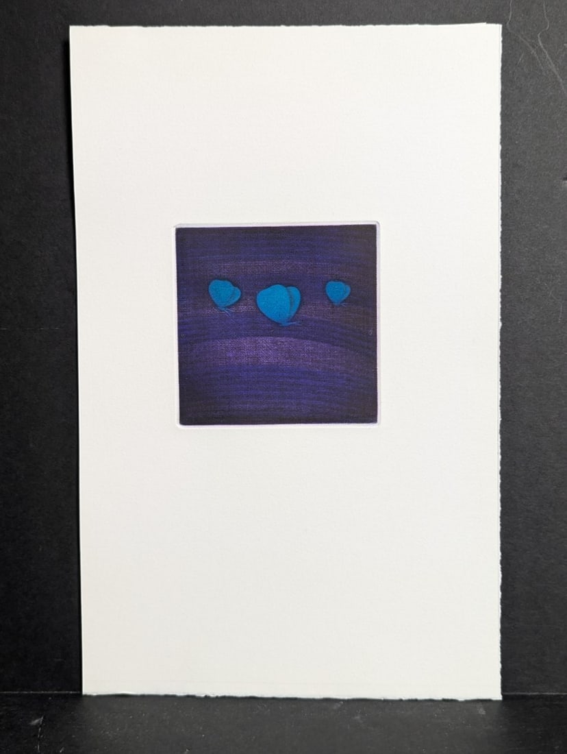 Yozo Hamaguchi Color Mezzotint Print Three Butterflies 1990 Japanese Art (1 of 5)