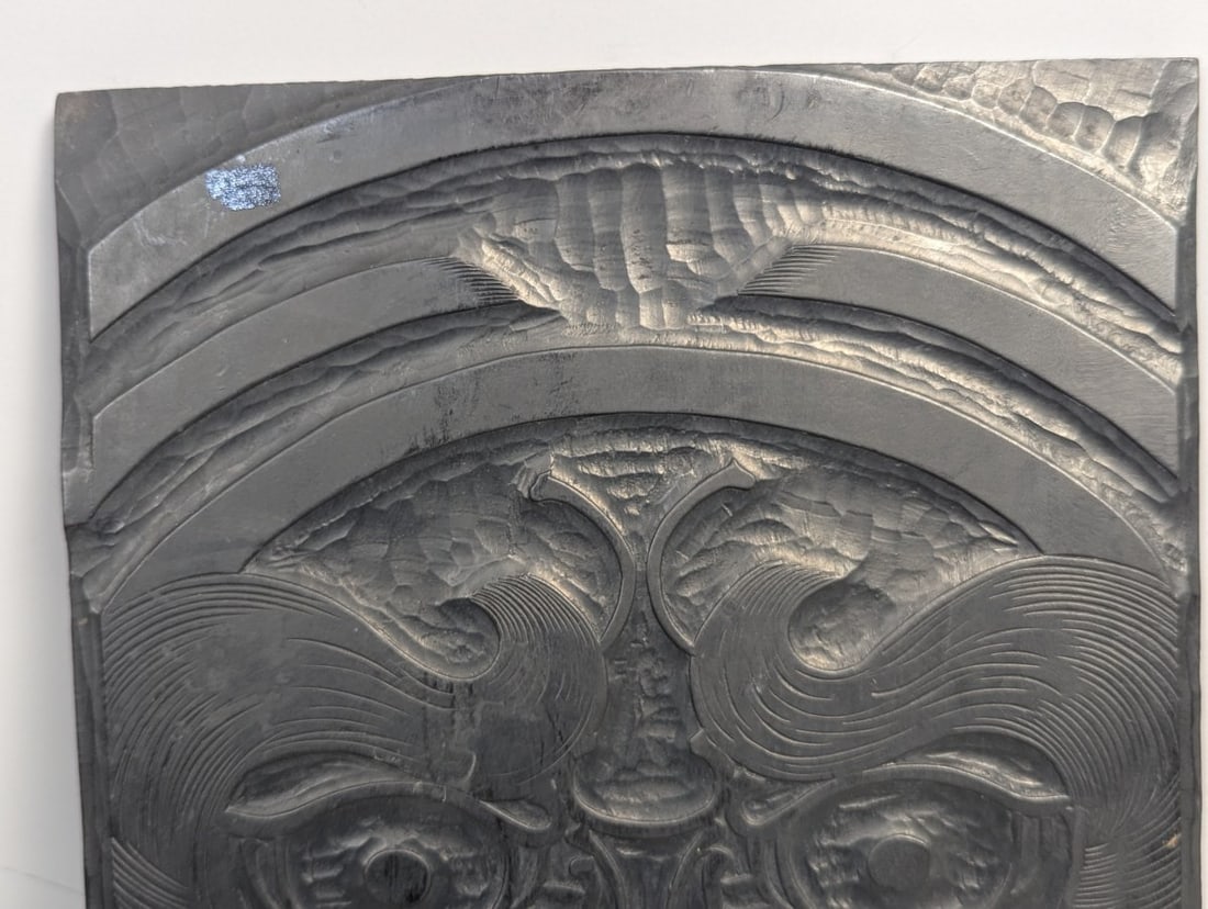 Double-Sided Japanese Woodblock Printing Block Hangi Serene Face and Fierce Mask Decor - 7