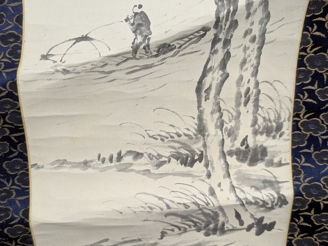 Japanese Sumi-e Landscape Hanging Scroll Painting Unidentified Artist - 8
