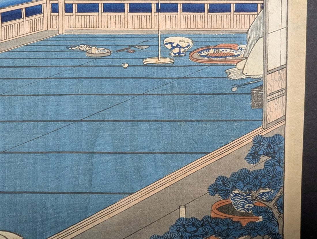 Original 19th Century Japanese Woodblock Print: 'Moon-Viewing Point' by Utagawa Hiroshige - 7