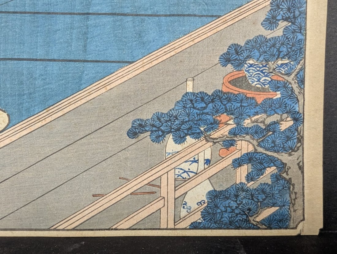 Original 19th Century Japanese Woodblock Print: 'Moon-Viewing Point' by Utagawa Hiroshige - 9
