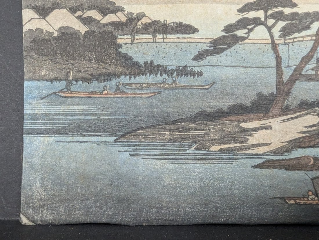 Original 19th Century Japanese Woodblock Print: Autumn Moon at Seto by Utagawa Hiroshige - 5