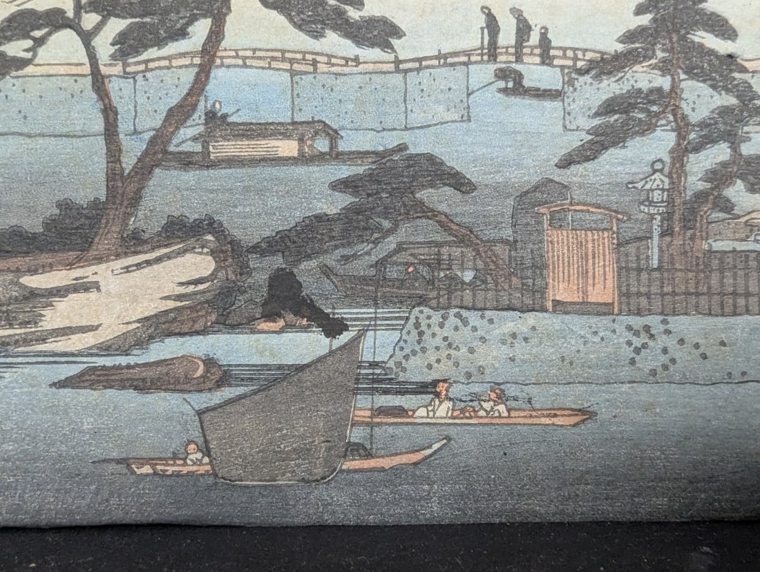 Original 19th Century Japanese Woodblock Print: Autumn Moon at Seto by Utagawa Hiroshige - 6