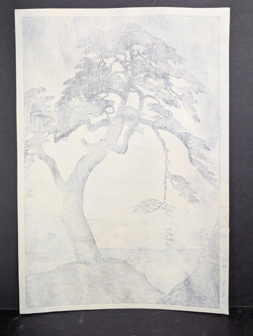 Japanese Woodblock Print 'Spring Rain at Kinokuni Mound' by Kasamatsu Shiro 1938 - 10