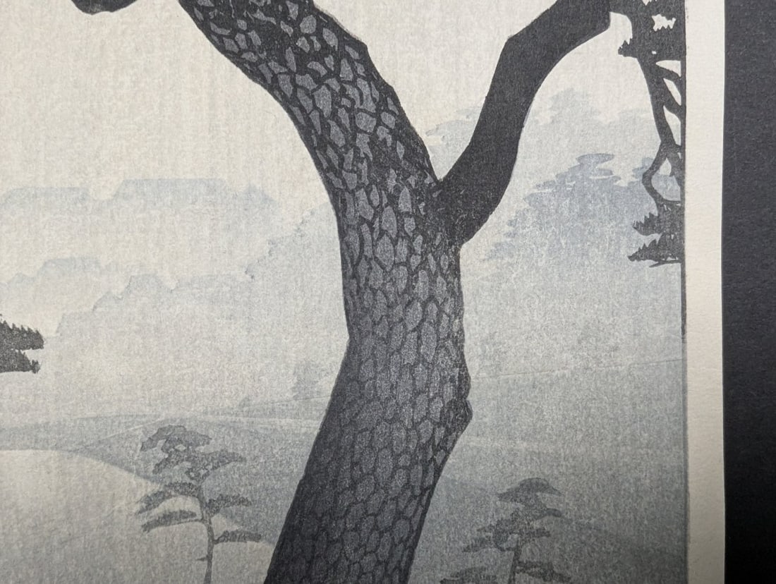 Japanese Woodblock Print 'Spring Rain at Kinokuni Mound' by Kasamatsu Shiro 1938 - 7