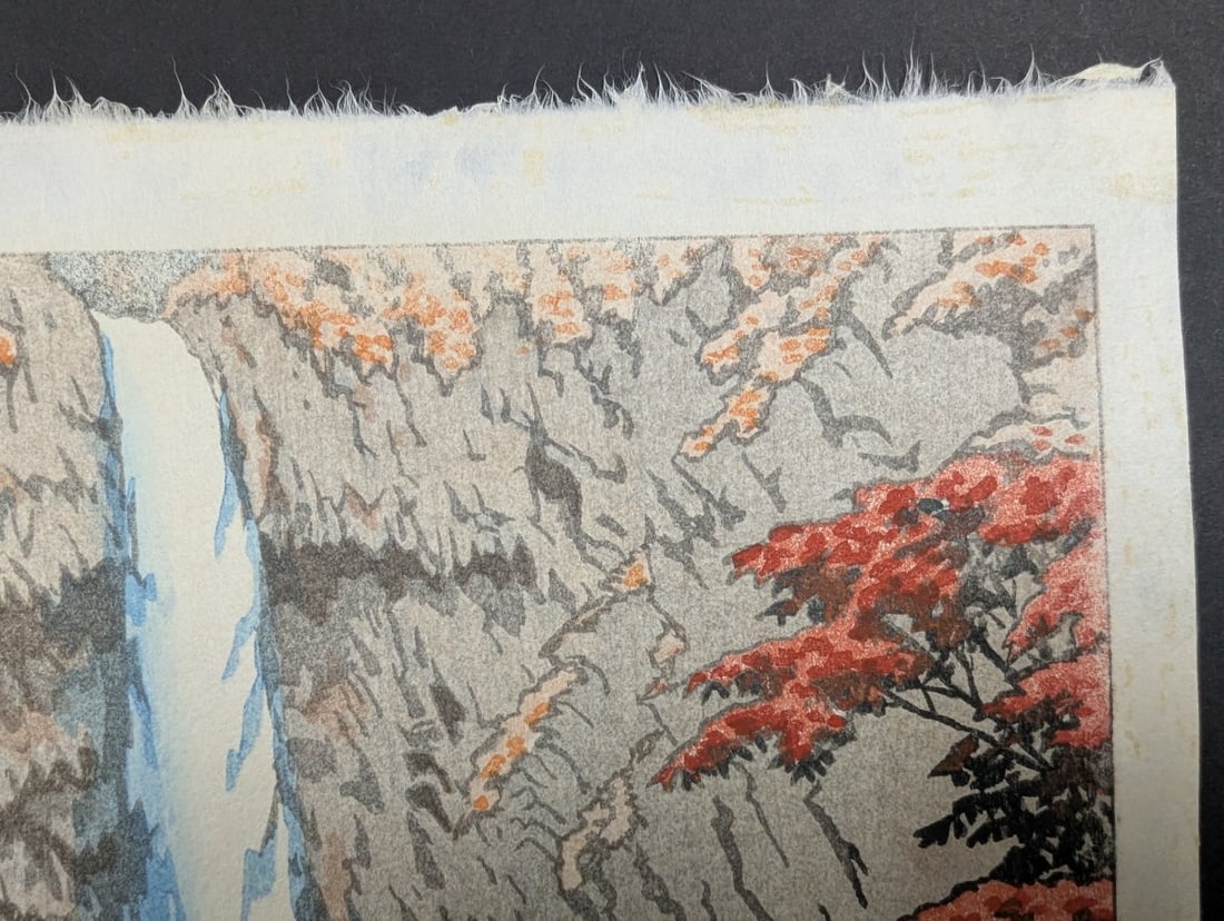 Shiro Kasamatsu Japanese Woodblock Print Kegon Waterfall Nikko 11 x 16 - 3