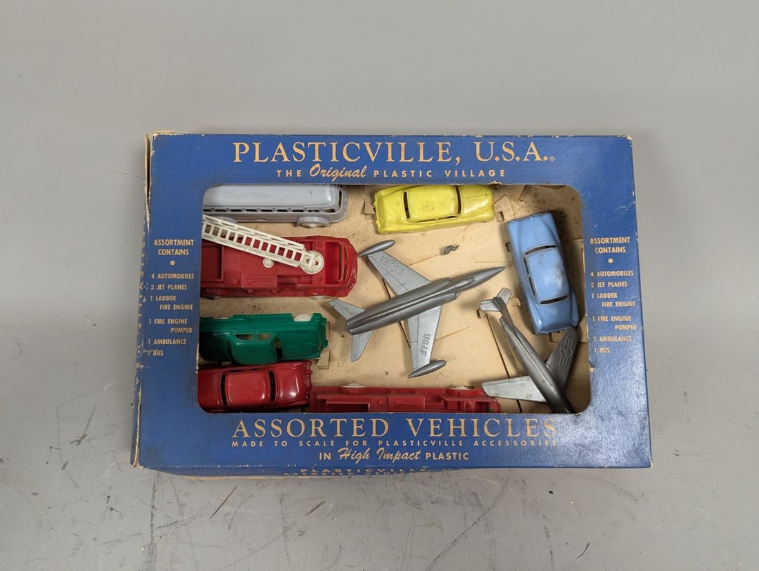 Bachmann Plasticville USA Assorted Vehicles Set V-10 Complete Vintage Toy Cars: **Important** Please read below description on how to avoid high shipping costs. Explore nostalgia with this complete set of Bachmann Plasticville, U.S.A. Assorted Vehicles Set (V-10). This relic