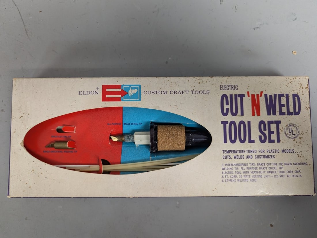 Eldon Electric Cut 'N' Weld Tool Set Vintage Craft Hobby Tool New in Box Missing Tip: **Important** Please read below description on how to avoid high shipping costs. Up for auction is a vintage Eldon Electric Cut 'N' Weld Tool Set (Stock #9416-300). This unique tool set is new in