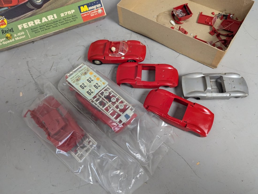 Monogram Ferrari 275P Slot Car Model Kit Lot 1/32 & 1/24 Scale Parts for Collectors - 4