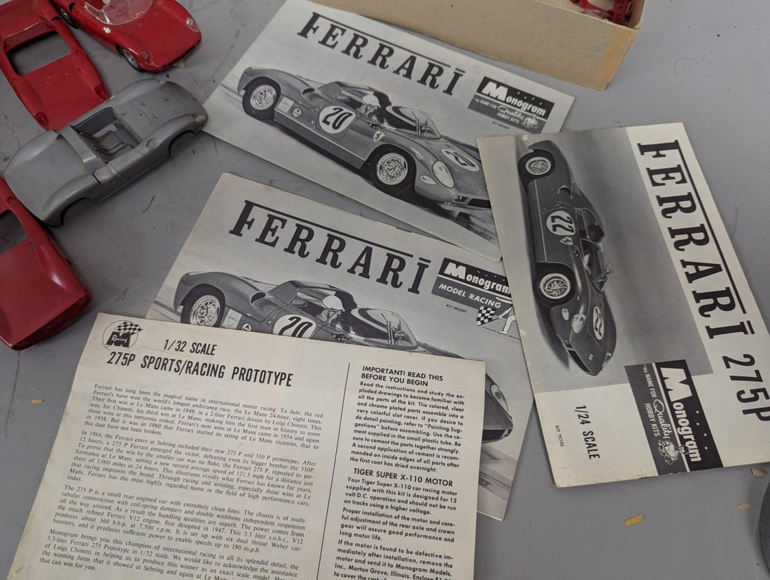 Monogram Ferrari 275P Slot Car Model Kit Lot 1/32 & 1/24 Scale Parts for Collectors - 5