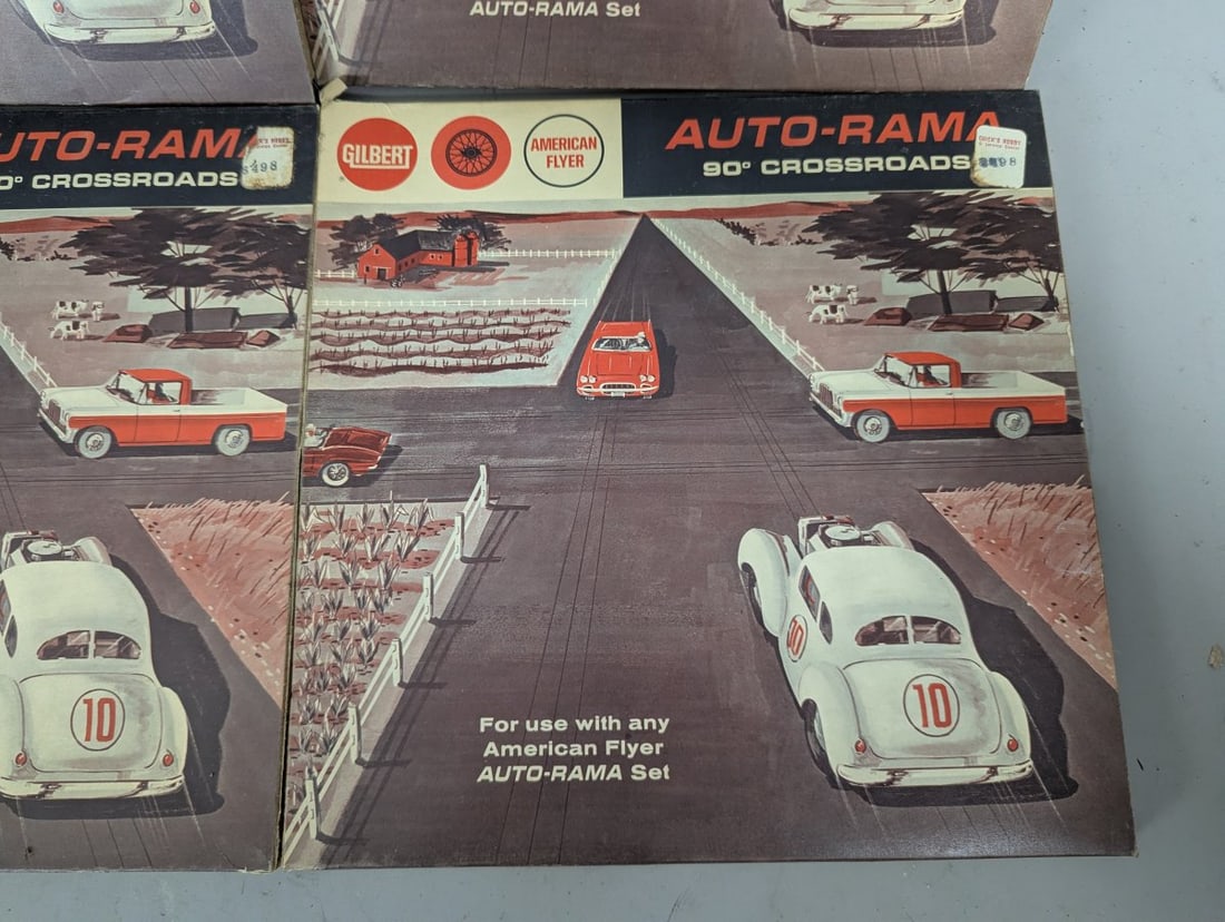 Lot of 6 Gilbert American Flyer Auto-Rama 90 Degree Crossroads Track Accessories Gray Black NOS - 2