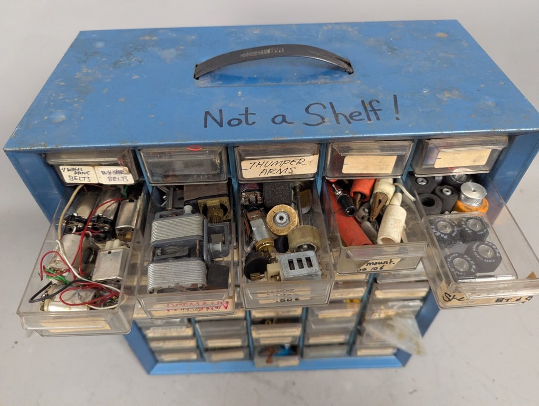Vintage Metal Parts Cabinet with Extensive Slot Car Parts Collection - Pittman Motors - 9