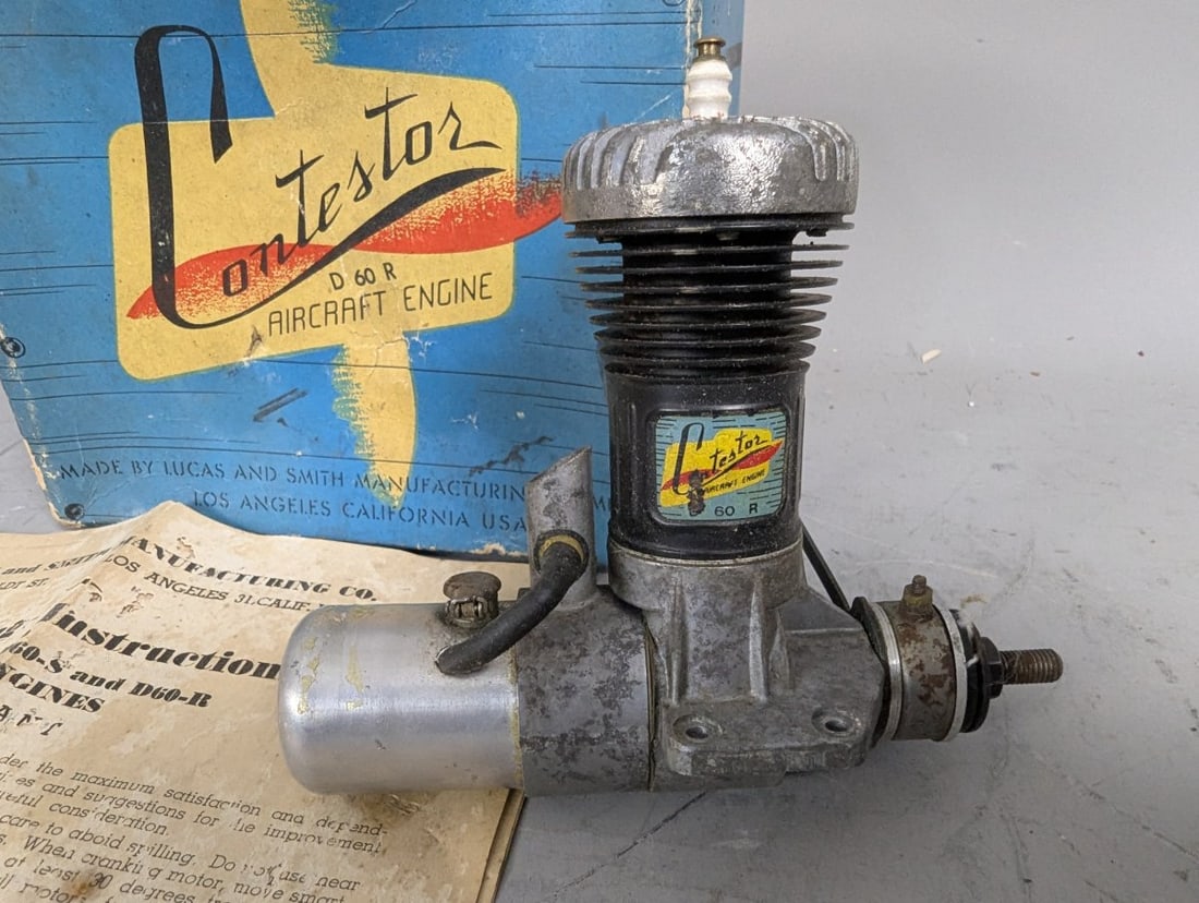Vintage Contestor D60R Model Aircraft Engine by Lucas and Smith Mfg Co for Collectors - 2