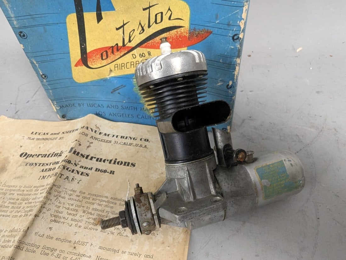 Vintage Contestor D60R Model Aircraft Engine by Lucas and Smith Mfg Co for Collectors - 4