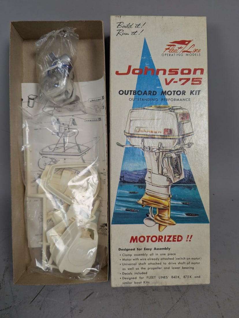 Vintage Fleet Line Johnson V-75 Outboard Motor Kit No. 803K/200 NOS Sealed for Collectors (1 of 6)