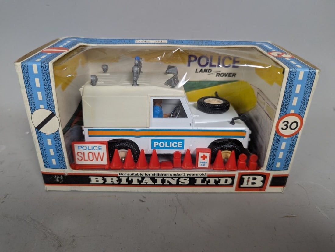 Britains Ltd Police Land Rover No 9610 Vintage Toy New Old Stock Collector's Item: **Important** Please read below description on how to avoid high shipping costs. Up for auction is a highly sought-after Britains Ltd. Police Land Rover (No. 9610) from 1978. This item is classified a