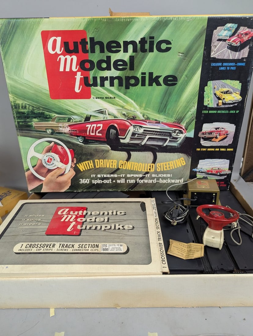 Vintage A.C. Gilbert Authentic Model Turnpike Set with Crossover Track Accessory: **Important** Please read below description on how to avoid high shipping costs. Bid on a unique vintage A.C. Gilbert Authentic Model Turnpike Set, crafted by the renowned A.C. Gilbert Company in coll