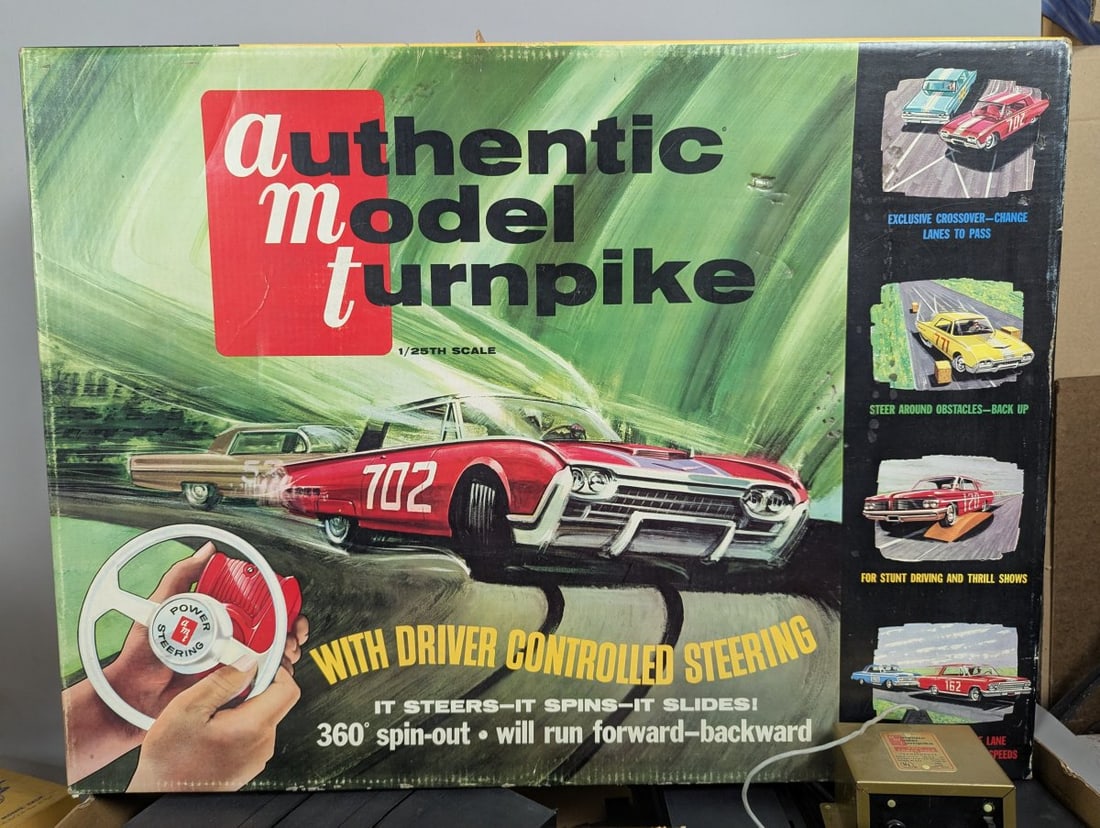 Vintage A.C. Gilbert Authentic Model Turnpike Set with Crossover Track Accessory - 2