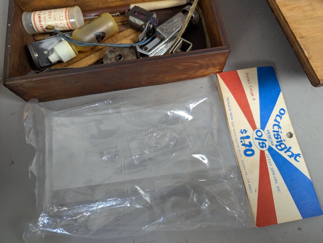 Vintage 1960s-70s Slot Car Pit Box with Large Collection of Parts and Tools - 10