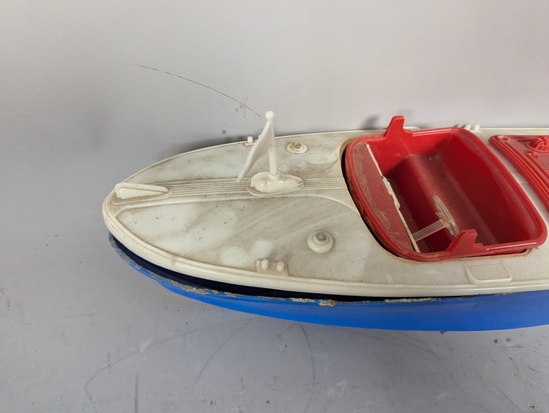 Vintage Hapcraft Split Cockpit Wind-Up Toy Boat with Royal RC Engine Restoration Parts - 5