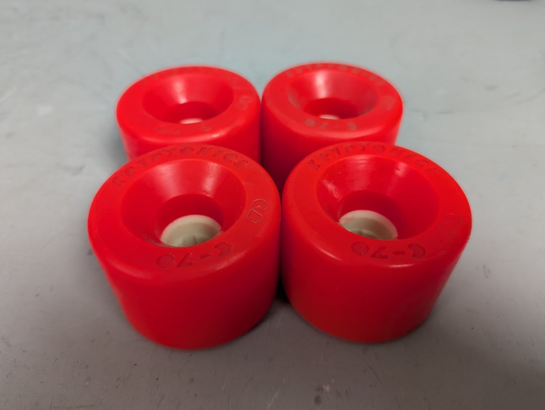 Vintage Kryptonics C-70 Skateboard Wheels Set of 4 Classic Collectible Red 70mm 78A: **Important** Please read below description on how to avoid high shipping costs. Get your hands on this stunning set of Vintage Kryptonics C-70 Skateboard Wheels! Measuring at 2 x 2 3/4 inches each,