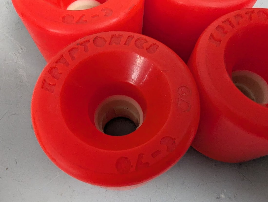 Vintage Kryptonics C-70 Skateboard Wheels Set of 4 Classic Collectible Red 70mm 78A - 2