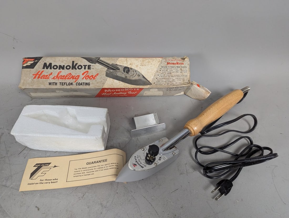Top Flite MonoKote Heat Sealing Tool Vintage Electronics for RC Hobby Enthusiasts: **Important** Please read below description on how to avoid high shipping costs. Up for auction is a Top Flite MonoKote Heat Sealing Tool, a must-have for RC hobbyists. This tool dimensions are 13 x 3
